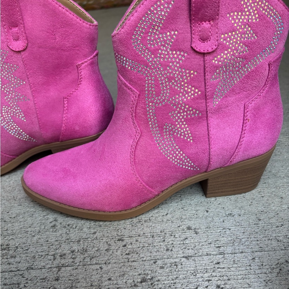 Pink Suede Western Boots